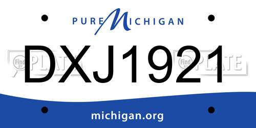 DXJ1921 Michigan License Plate