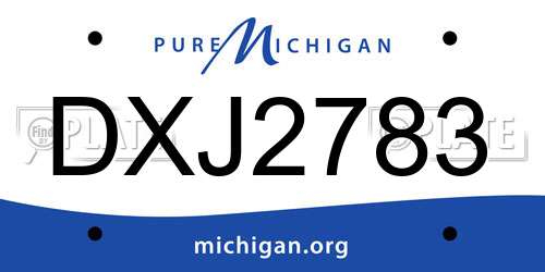 DXJ2783 Michigan License Plate