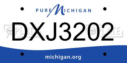 DXJ3202 Michigan License Plate