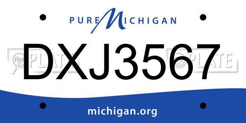 DXJ3567 Michigan License Plate