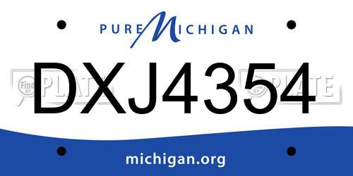 DXJ4354 Michigan License Plate