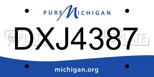 DXJ4387 Michigan License Plate