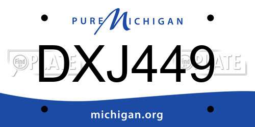 DXJ449 Michigan License Plate