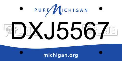 DXJ5567 Michigan License Plate
