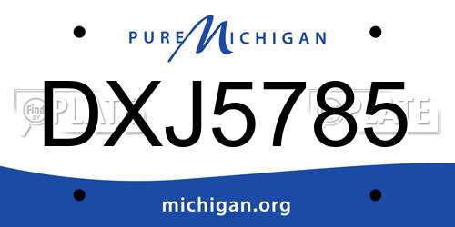 DXJ5785 Michigan License Plate