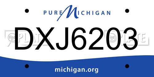 DXJ6203 Michigan License Plate