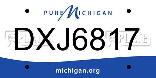 DXJ6817 Michigan License Plate