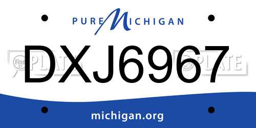 DXJ6967 Michigan License Plate