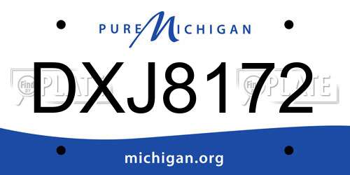 DXJ8172 Michigan License Plate