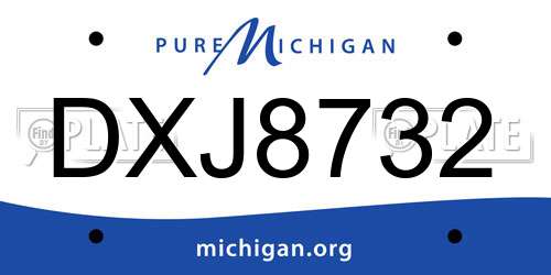 DXJ8732 Michigan License Plate