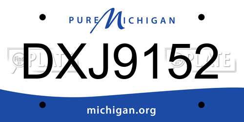 DXJ9152 Michigan License Plate