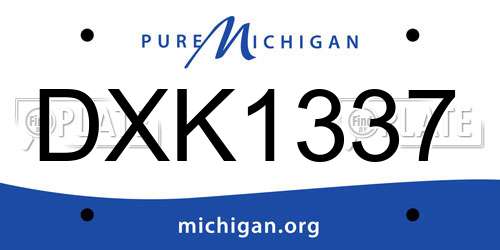 DXK1337 Michigan License Plate
