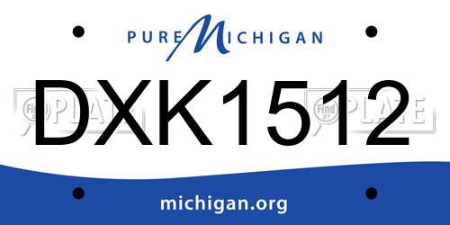 DXK1512 Michigan License Plate