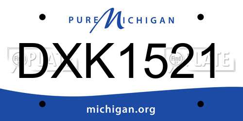 DXK1521 Michigan License Plate