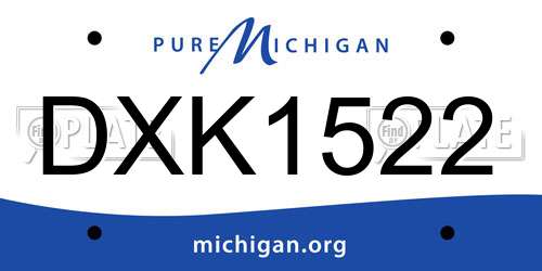 DXK1522 Michigan License Plate
