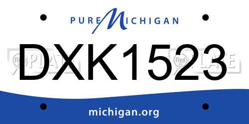 DXK1523 Michigan License Plate