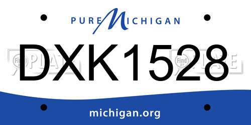 DXK1528 Michigan License Plate