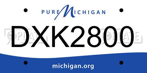 DXK2800 Michigan License Plate