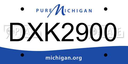 DXK2900 Michigan License Plate