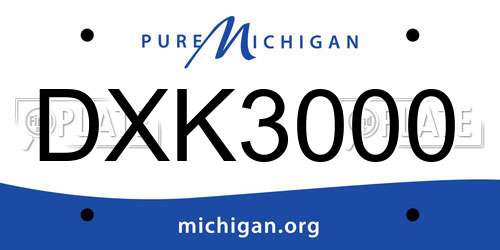 DXK3000 Michigan License Plate