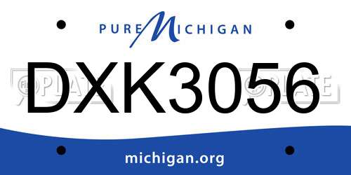 DXK3056 Michigan License Plate