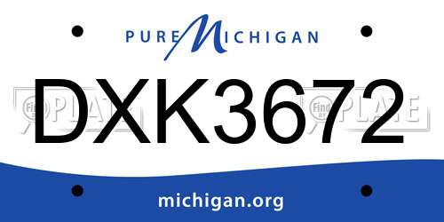 DXK3672 Michigan License Plate