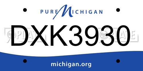 DXK3930 Michigan License Plate