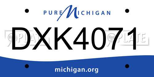 DXK4071 Michigan License Plate