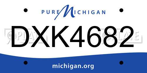 DXK4682 Michigan License Plate