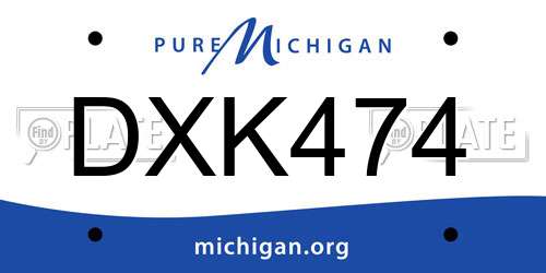 DXK474 Michigan License Plate