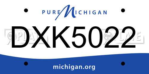 DXK5022 Michigan License Plate