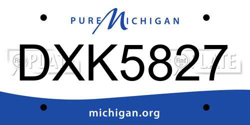 DXK5827 Michigan License Plate