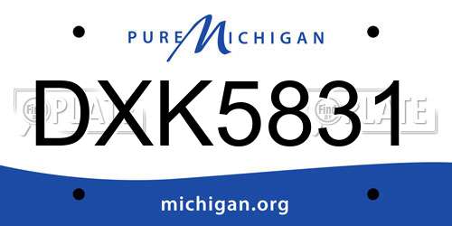 DXK5831 Michigan License Plate
