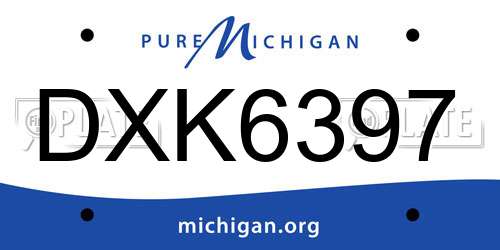 DXK6397 Michigan License Plate