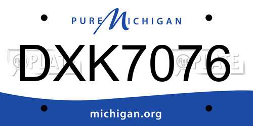 DXK7076 Michigan License Plate