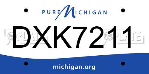 DXK7211 Michigan License Plate