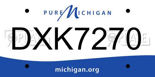 DXK7270 Michigan License Plate