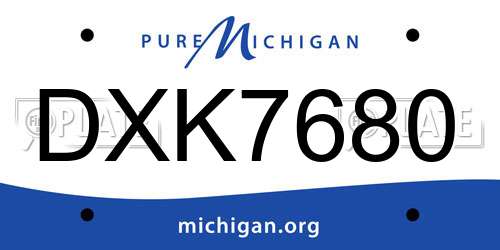 DXK7680 Michigan License Plate