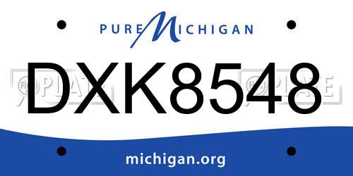 DXK8548 Michigan License Plate