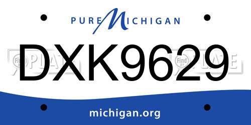 DXK9629 Michigan License Plate