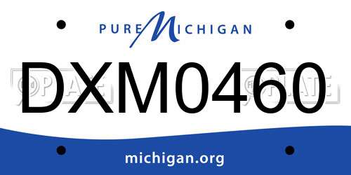 DXM0460 Michigan License Plate