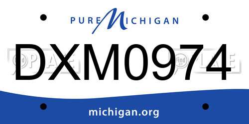 DXM0974 Michigan License Plate
