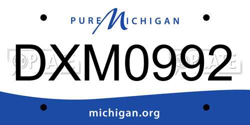 DXM0992 Michigan License Plate