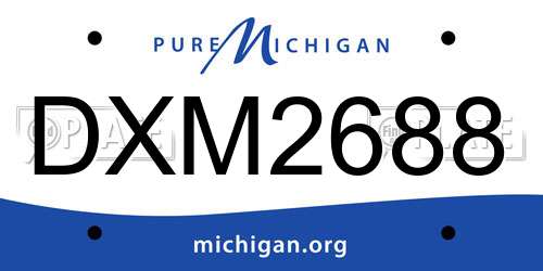 DXM2688 Michigan License Plate
