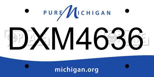 DXM4636 Michigan License Plate