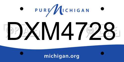 DXM4728 Michigan License Plate