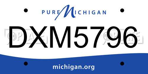 DXM5796 Michigan License Plate