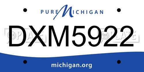 DXM5922 Michigan License Plate