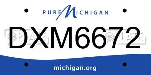 DXM6672 Michigan License Plate