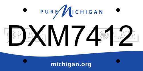 DXM7412 Michigan License Plate